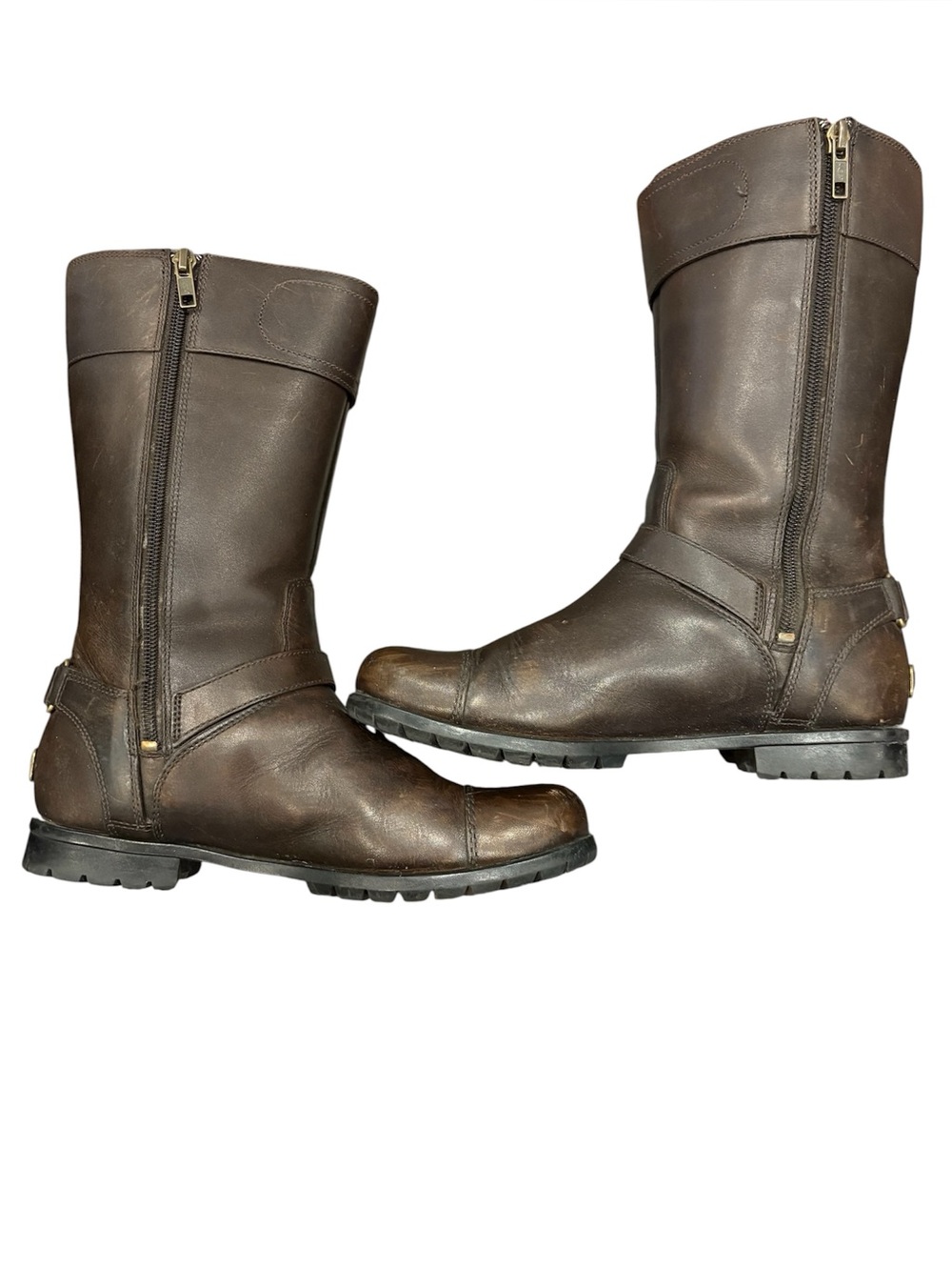 UGG Womens Gershwin Brown Leather Mid-Calf Buckle Boots, size 7 - Picture 7 of 10